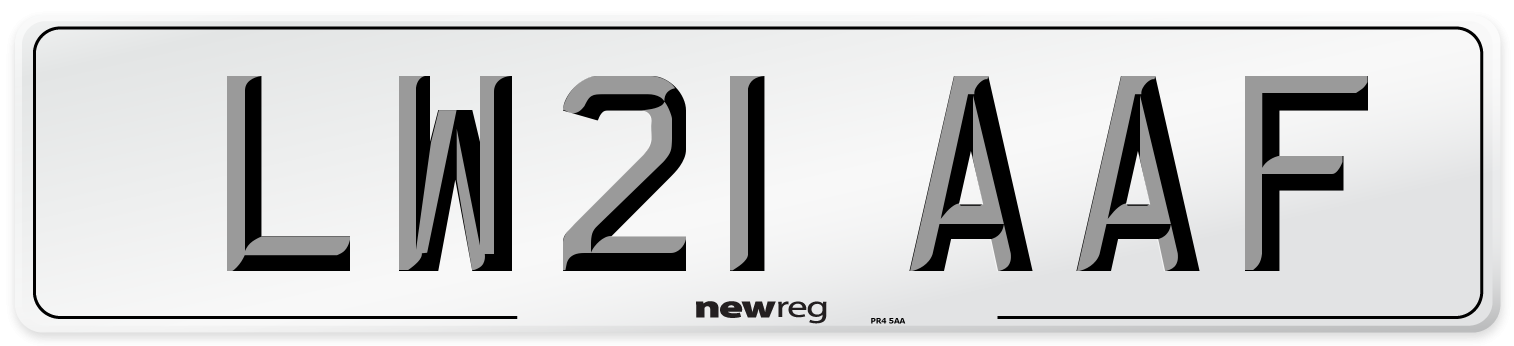 LW21 AAF Number Plate from New Reg